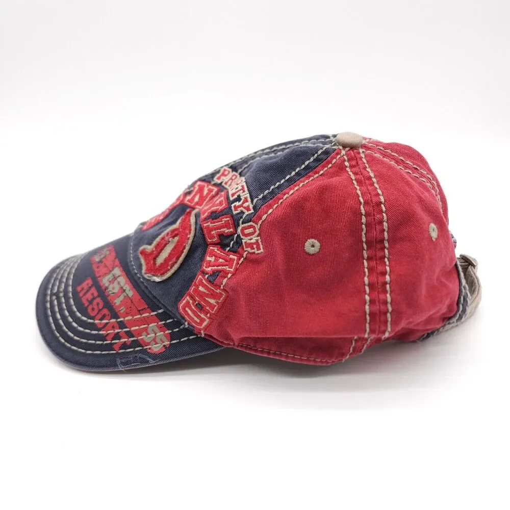 Disneyland Resort Park Hat Distressed Red Blue Strapback Ball Cap Adult One Size